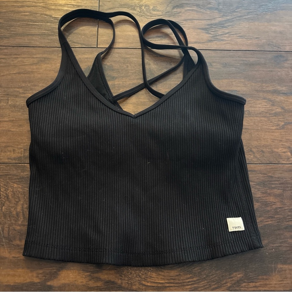 VUORI Ribbed Crop Tank SMALL Black